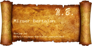 Mizser Bertalan névjegykártya